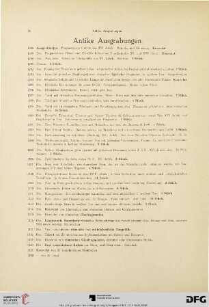 Antike Ausgrabungen (Nr. 1288-1330)