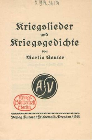Kriegslieder und Kriegsgedichte