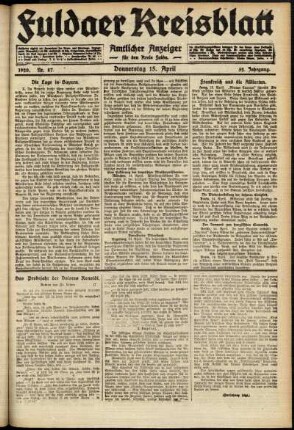 Ausgabe vom Donnerstag, den 15. April 1920.
