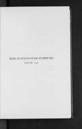 Berlin-Hannover-Hamburg Januar 1906