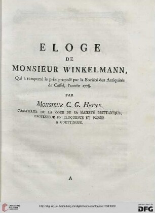 Eloge de Monsieur Winkelmann