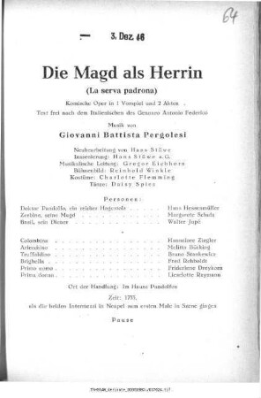 Die Magd als Herrin (La serva padrona)