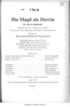 Die Magd als Herrin (La serva padrona)