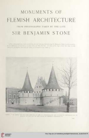 Monuments of Flemish architecture from photographs taken by the late Sir Benjamin Stone