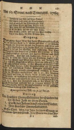 Am 10. Sonnt. nach Trinitatis. 1769