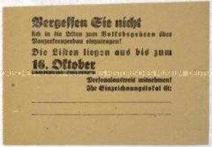 Aufruf zur Teilnahme am Volksbegehren gegen den Panzerkreuzerbau