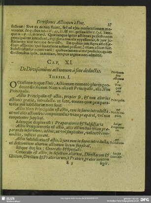 Cap. XI. De Divisionibus actionum à fine deductis