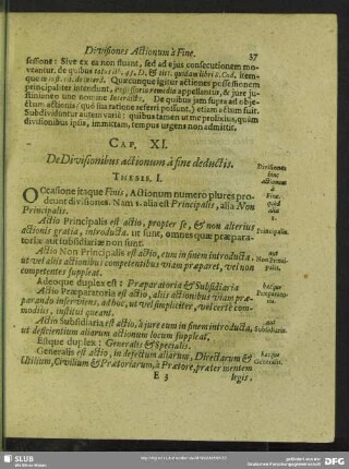 Cap. XI. De Divisionibus actionum à fine deductis