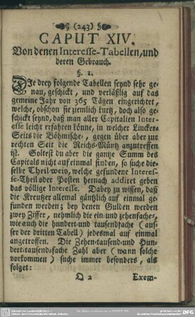 Caput XIV. Von denen Interesse-Tabellen, und deren Gebrauch