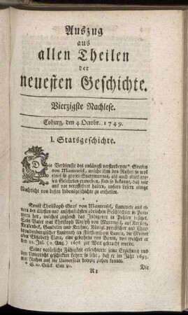 Vierzigste Nachlese. Coburg, den 4. Octobr. 1749.