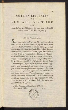 III-XI, Notitia Literaria... - De Sexto Rufo. ex...