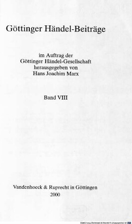 Göttinger Händel-Beiträge. 8