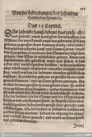 Von der bedeutung des zehenden Hauses. Das 14. Capittel.