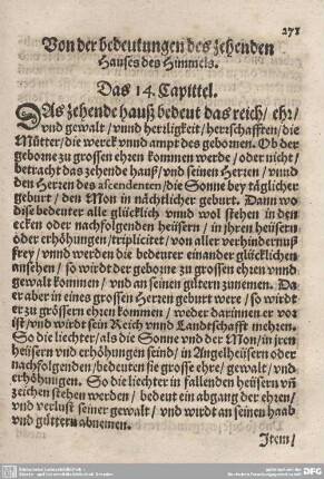 Von der bedeutung des zehenden Hauses. Das 14. Capittel.