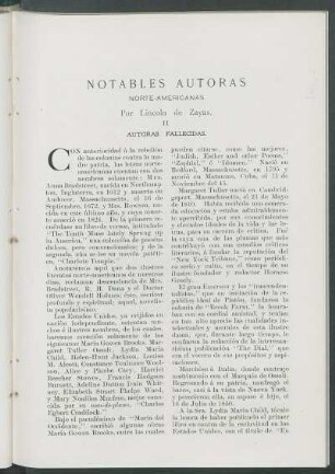 Notables autoras norte-americanas. : II - Autoras fallecidas.