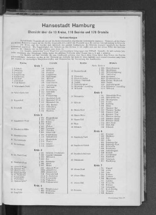 Karte des Stadtgebiets der Hansestadt Hamburg