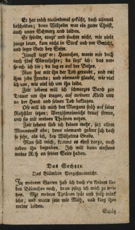 Das Sechste. Das Blümlein Vergißmeinnicht.
