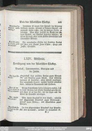 LXIV. Abschnitt. Fortsetzung von der Asiatischen Türkey. Diarbeck, Turcomannien, Georgien und die Inseln.