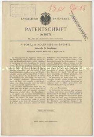Patentschrift eines Speiserufers für Dampfkessel, Patent-Nr. 38871