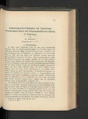 Reaktionsgeschwindigkeiten bei Einwirkung verschiedener Basen auf halogensubstituierte Säuren. (II. Mitteilung.)