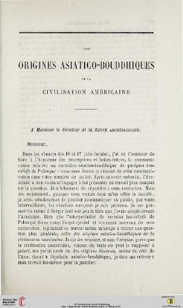 N.S. 10.1864: Des origines asiatico-bouddhiques de la civilisation américaine, [1]