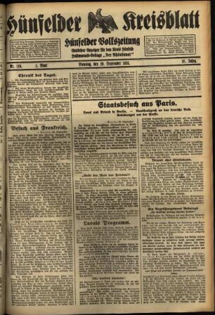 Erste Ausgabe vom Dienstag, den 29. September 1931.