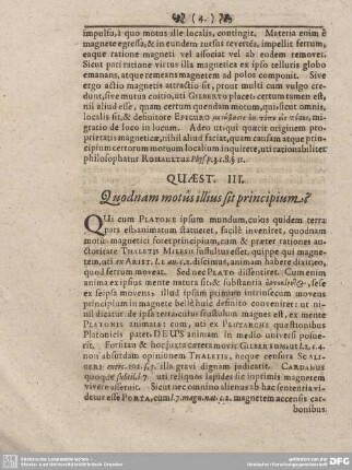 QUAEST. III. Quodnam motus illius sit principium?