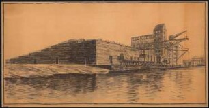 Kabelwerk Dr. Cassirer, Berlin-Spandau: Perspektivische Ansicht vom Kanal aus