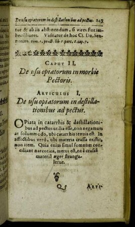 Caput II. De usu opiatorum in morbis Pectoris.