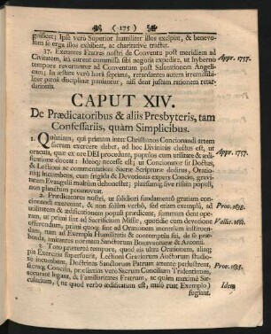 Caput XIV. De Praedicatoribus & aliis Presbyteris, tam Confessariis, quam Simplicibus.