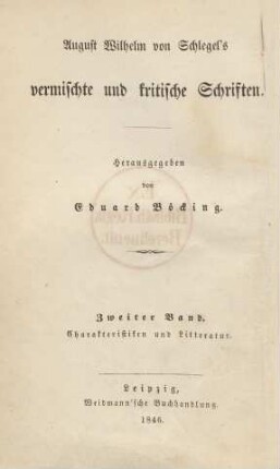 Bd. 8: Charakteristiken und Litteratur