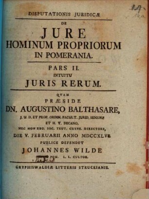 Disputationis Juridicae De Jure Hominum Propriorum In Pomerania Pars ..., 2. Intuitu Juris Rerum