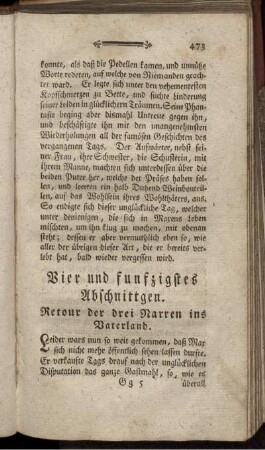 Vier und funfzigstes Abschnittgen. Retour der drei Narren ins Vaterland.