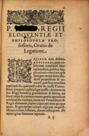 P. Rami, Regii Eloqventiae Et Philosophiae Professoris, Oratio de Legatione