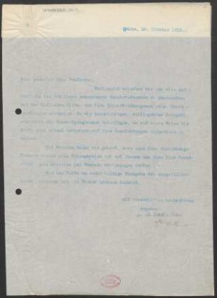 Brief an Willy Burmester : 10.10.1910