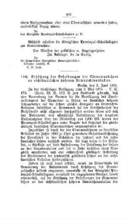 Erhöhung der Besoldungen der Elementarlehrer an nichtstaatlichen höheren Unterrichtsanstalten : [D. Höhere Lehranstalten]