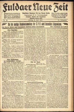 Ausgabe vom Freitag, den 21. April 1922.