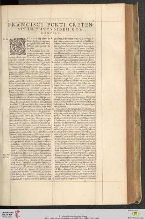 Francisci Porti Cretensis in Thucydidem comentarii