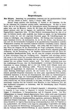 190-192, Max Köppen, Sammlung von gerichtlichen Gutachten aus der psychiatrischen Klinik der kgl. Charité zu Berlin, 1904