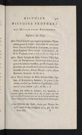 113-163, Histoire Prophane des Monarchies Anciennes