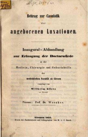 Beitrag zur Casuistik der angebornen Luxationen : Inaug.-Abh. (c. tab.)