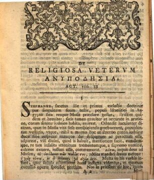 Diss. de religiosa Veterum anypodēsia, Act. VII. 33