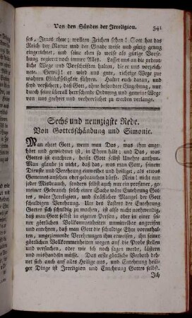 XCVI. Rede. Von Gottesschändung und Simonie