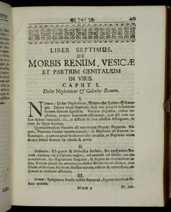 Libe septimus, de Morbis Renum, Vesicæ et partium genitalium in Viris.