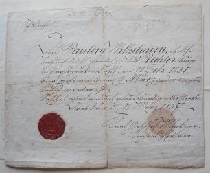 Taufbescheinigung für Pauline Wilhelmine Wehner, geb. Richter