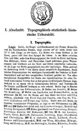 I. Abschnitt. Topographisch-statistisch-historische Uebersicht