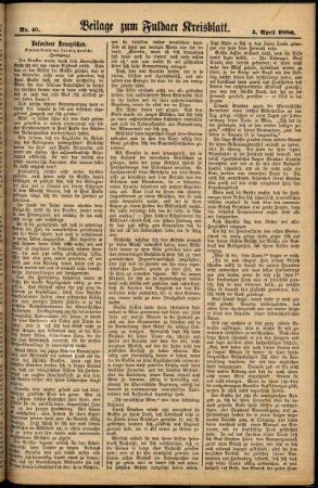 Zweite Ausgabe vom Samstag, den 03. April 1886.