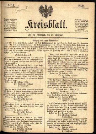 Ausgabe vom Mittwoch, den 28. Februar 1872.