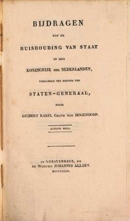 Bijdragen tot de huishouding van staat in het Koninkrijk der Nederlanden. 8,2. 1824