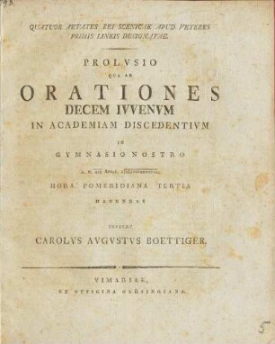1798, April: Prolvsio Qua Ad Orationes ... In Gymnasio Nostro ... Habendas Invitat ...